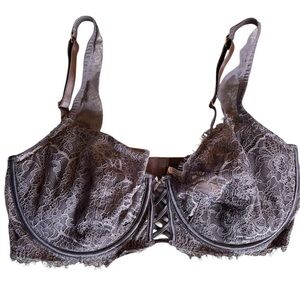 Victorias Secret 38DD Bodice balconette Elegant Lace Underwire Bra purple
